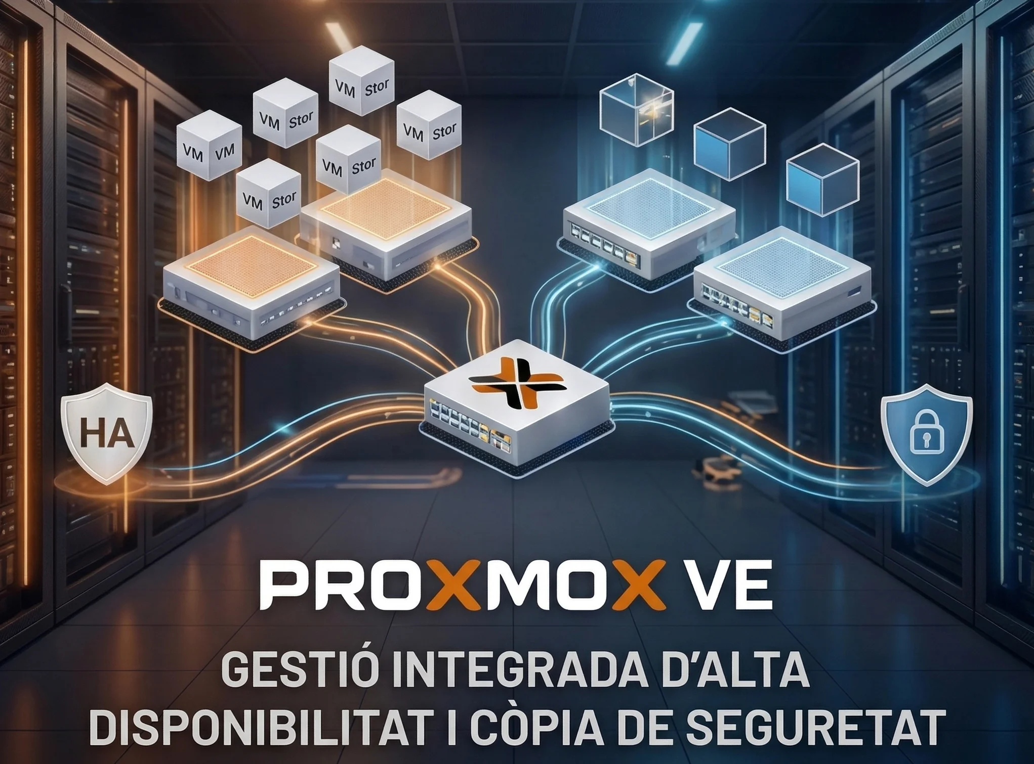 Interfície de Proxmox VE amb dashboard de virtualització